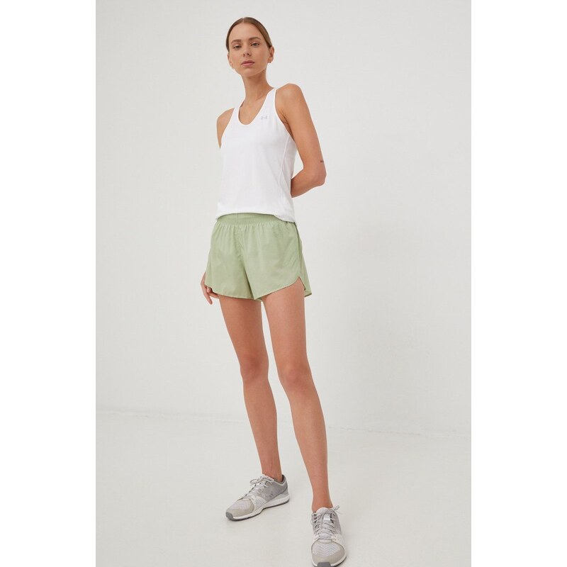 Běžecké šortky adidas Performance Adizero Split, zelená barva, high waist