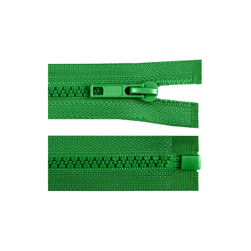 Zip kostěný dělitelný 65 cm zelený