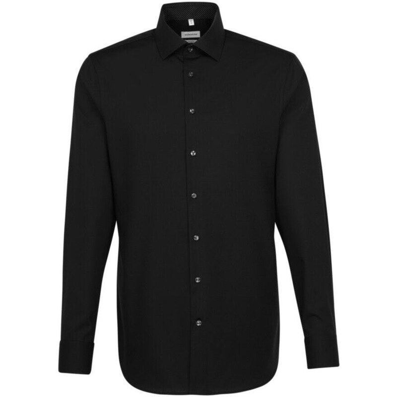 Pánská černá nežehlivá košile Shaped fit s kontrastem Seidensticker