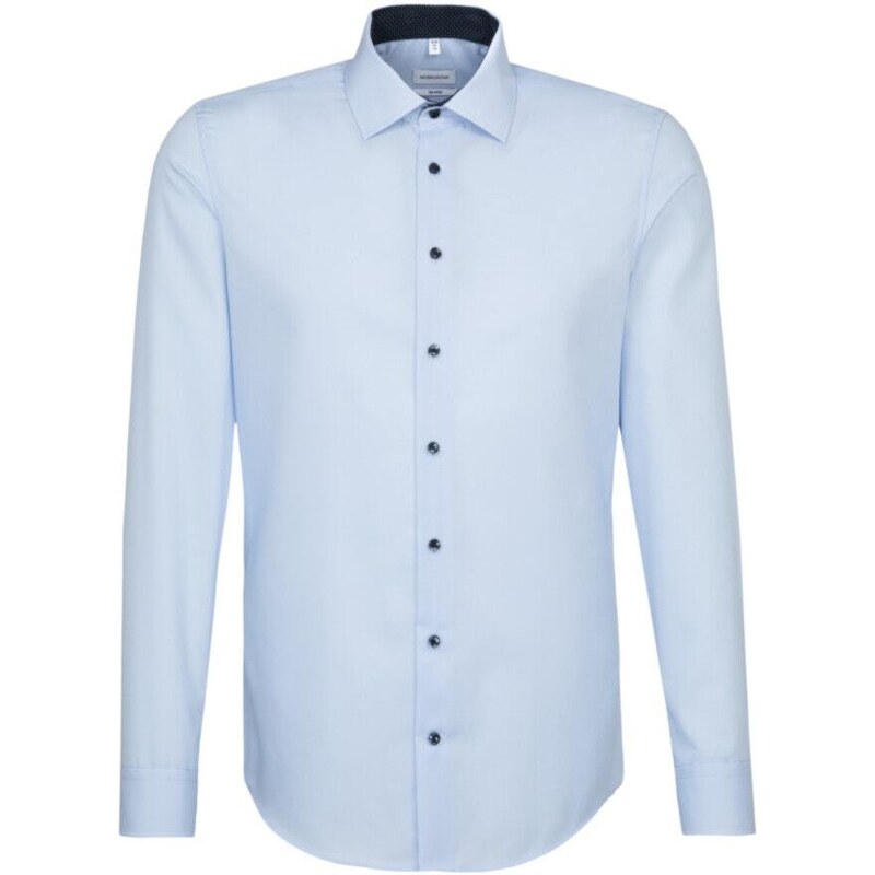 Pánská nežehlivá košile Shaped fit s dlouhým rukávem modrá s kontrastem Seidensticker