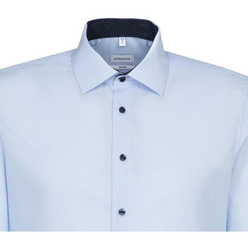 Pánská nežehlivá košile Shaped fit s dlouhým rukávem modrá s kontrastem Seidensticker