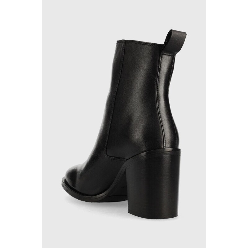 Kožené kotníkové boty Tommy Hilfiger Zip High Heel Boot dámské, černá barva, na podpatku