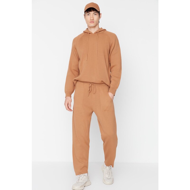 Trendyol Camel Mens Carrot Fit Sweater Pants