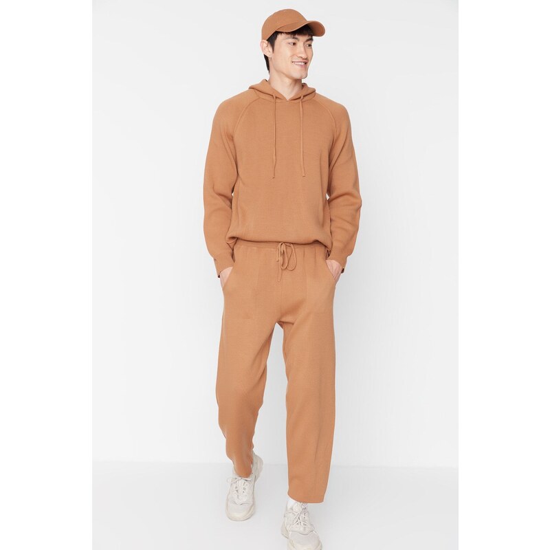 Trendyol Camel Mens Carrot Fit Sweater Pants