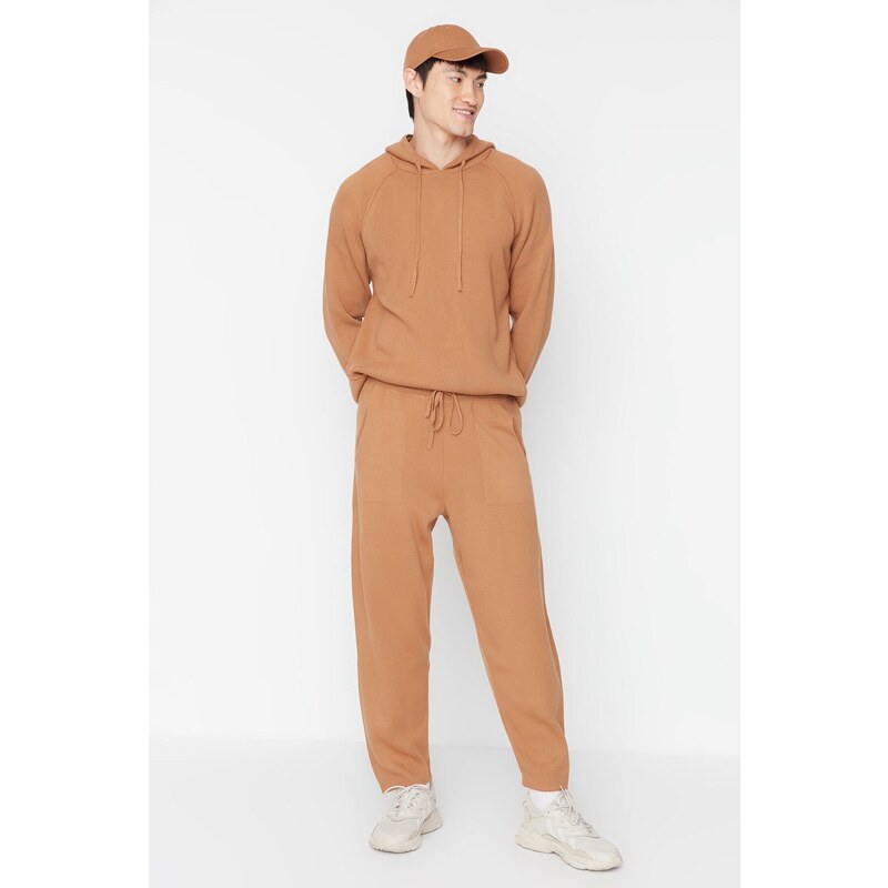 Trendyol Camel Mens Carrot Fit Sweater Pants