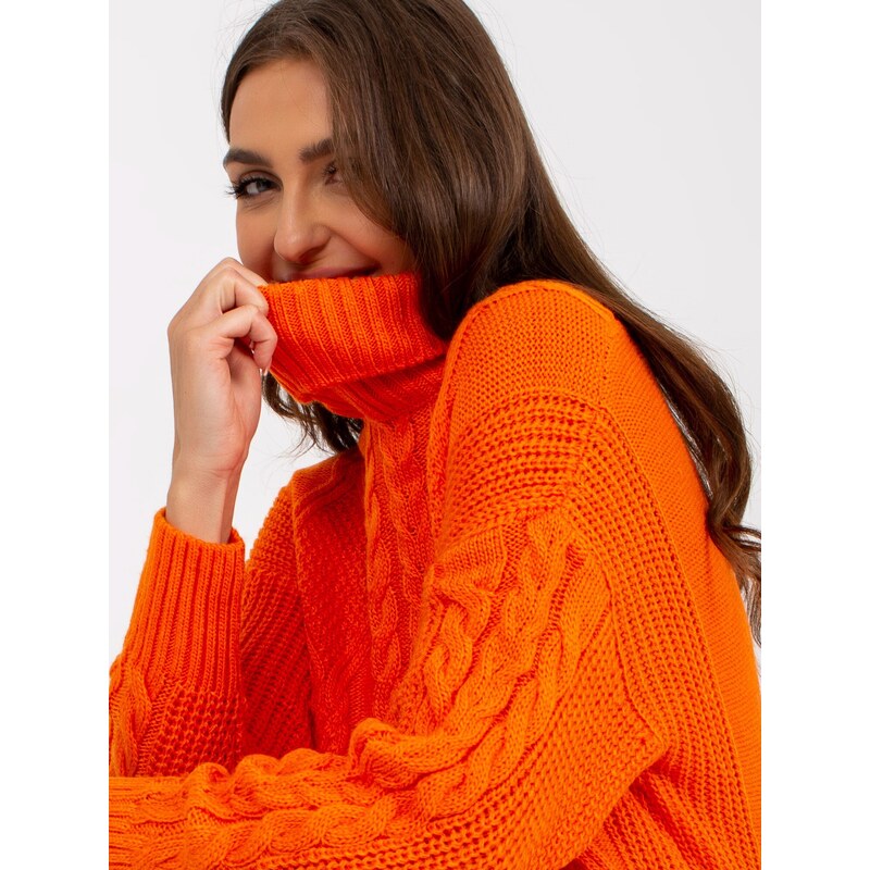 Fashionhunters Oranžové minišaty RUE PARIS pletené copánky