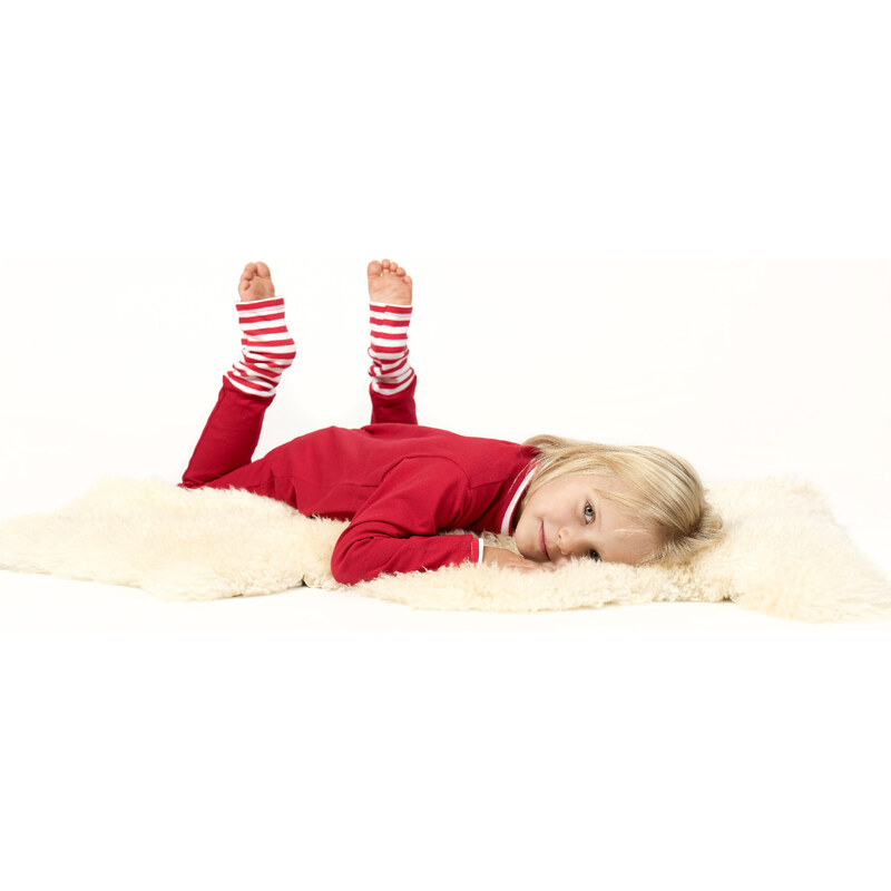 Veselá Nohavice Dětské pyžamo overal s ťapičkami červený