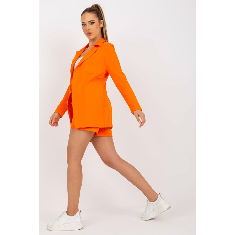 MladaModa Bavlněné sako s kapsami model 99702 oranžové