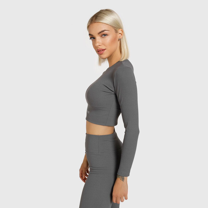 Dámský Crop Top Iron Aesthetics Rib, šedý