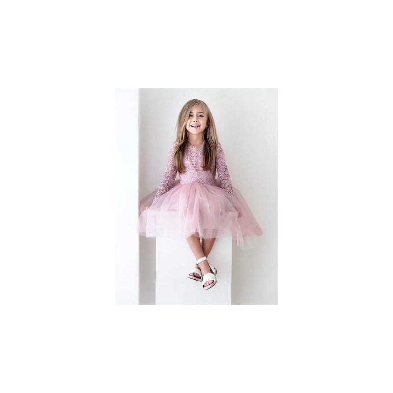 Ewa line Princess krajkové šaty s maxi tylovou sukní pudder pink