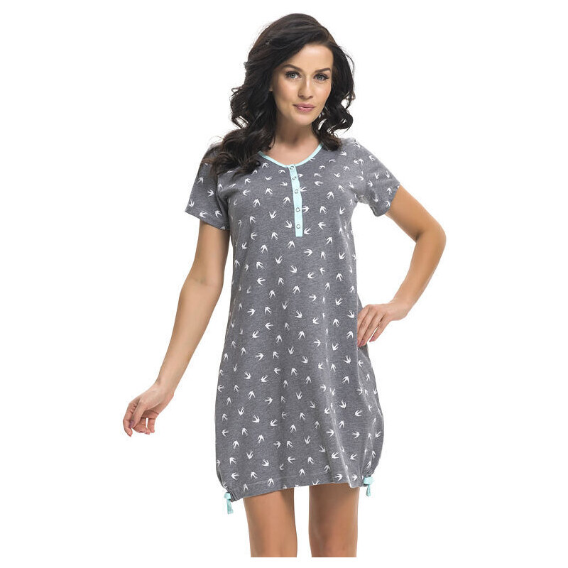 DN Nightwear Dámská noční košile Quinn šedá s vlaštovkami 24682371
