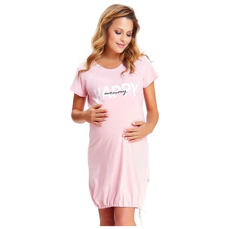 DN Nightwear Mateřská noční košile Happy Mommy růžová zip 33126863