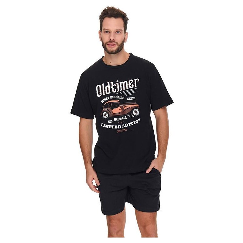 DN Nightwear Pánské pyžamo Oldtimer černé