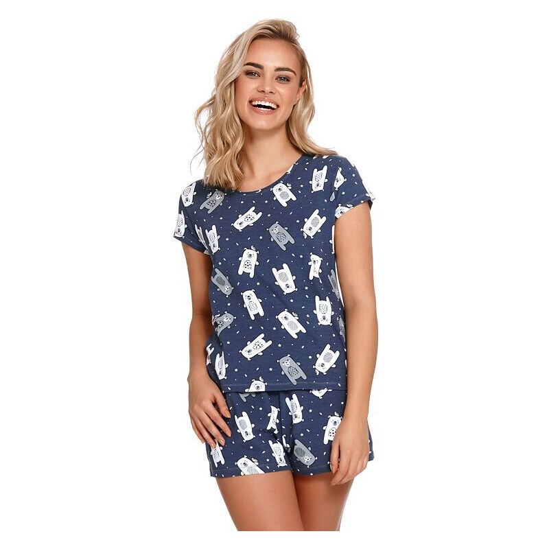 DN Nightwear Dámské pyžamo Lily tmavě modré s medvědy
