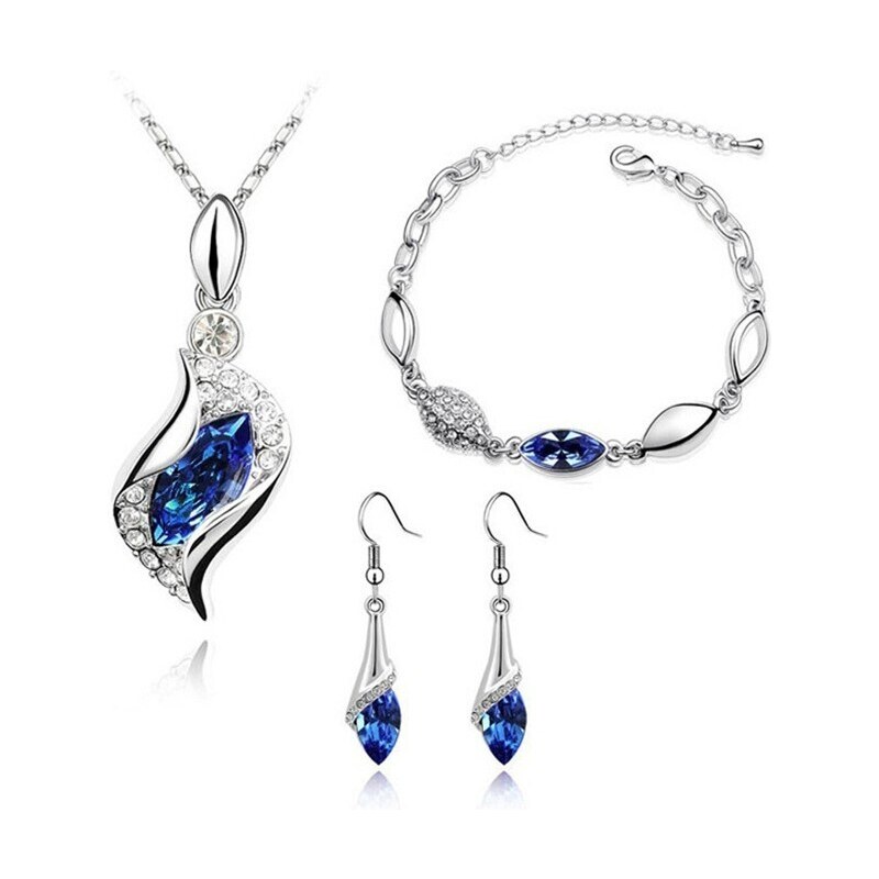 Sisi Jewelry Souprava náhrdelníku, náušnic a náramku Andělské slzy - tmavě modrá