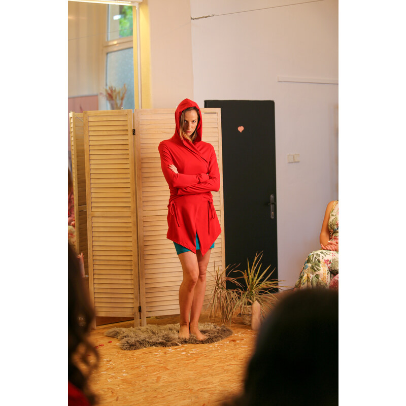 Meera Design Cardigan s kapucí Serena / Červená