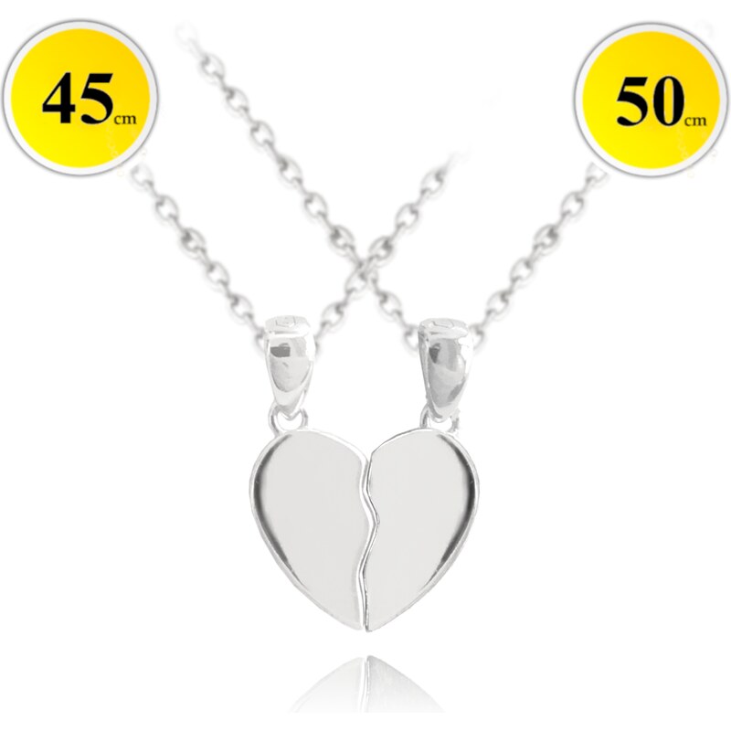 MINET Stříbrné párové náhrdelníky FOREVER LOVE JMAN0279SN45