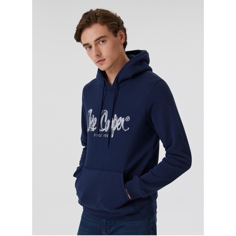 Lee Cooper Men's Hooded Navy Blue Sweatshirt 231 Lcm 241016 Garen