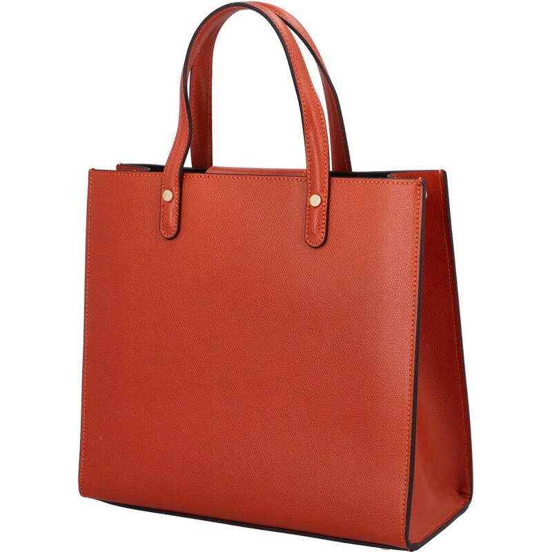 Delami Vera Pelle Luxusní dámská kožená kabelka do ruky Amada, tmavě oranžová