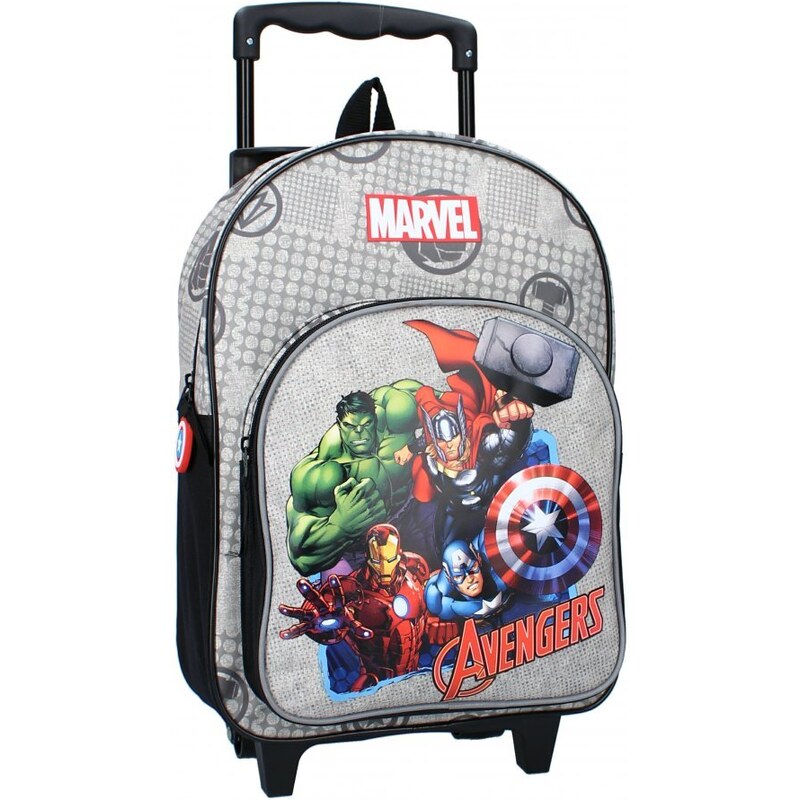 Vadobag Dětský cestovní kufr na kolečkách s přední kapsou Avengers