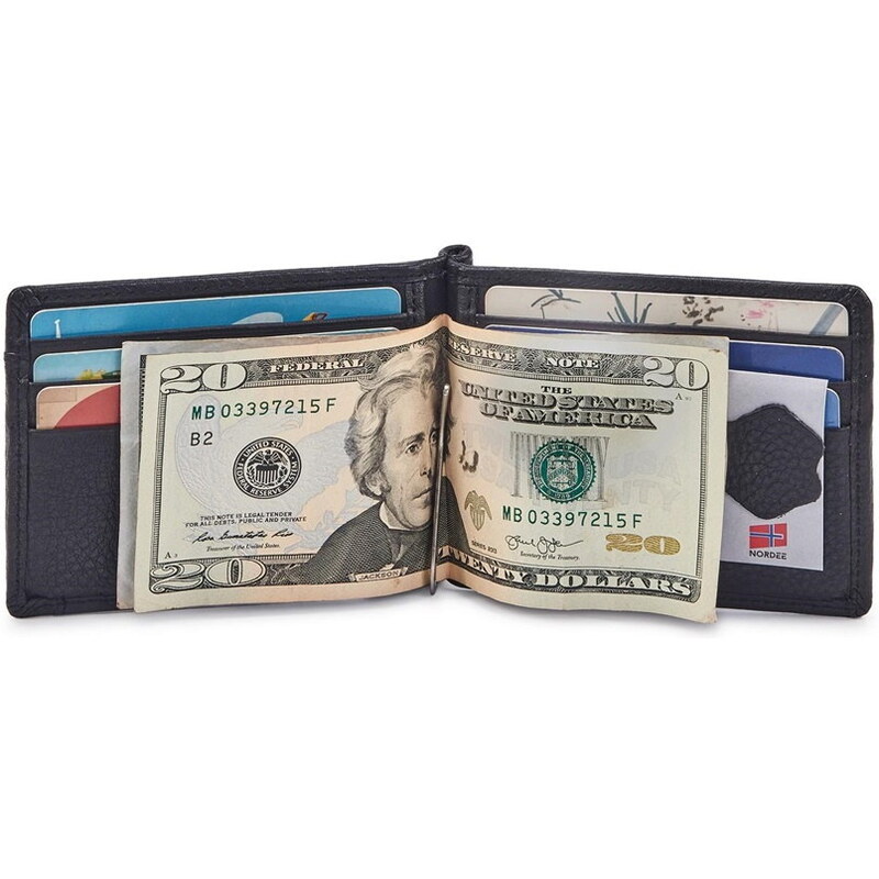 Kožená peněženka dolarovka Nordee černá + RFID