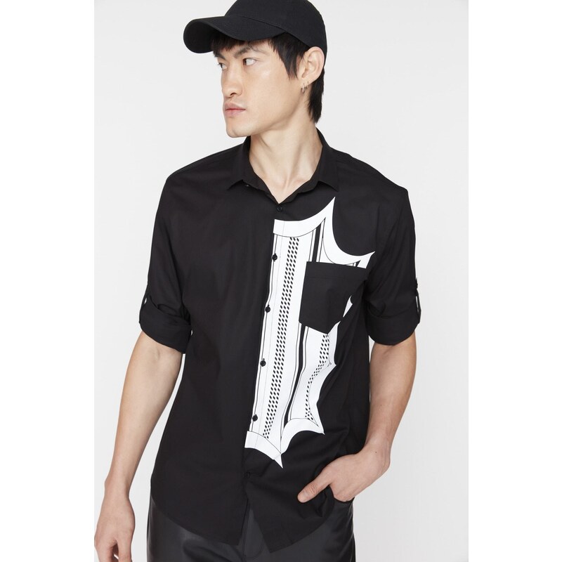 Trendyol Limited Edition Men's Black Regular Fit Printed Shirt