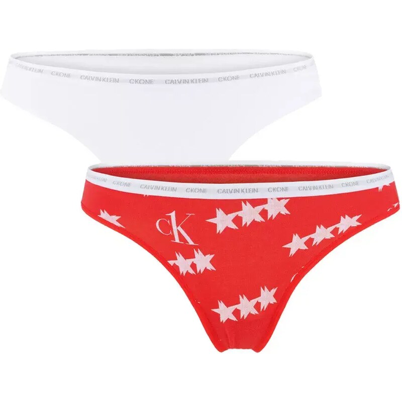 Dámské tanga 2pack QD3788E - W5H - Červená, bílá - Calvin Klein 74066589