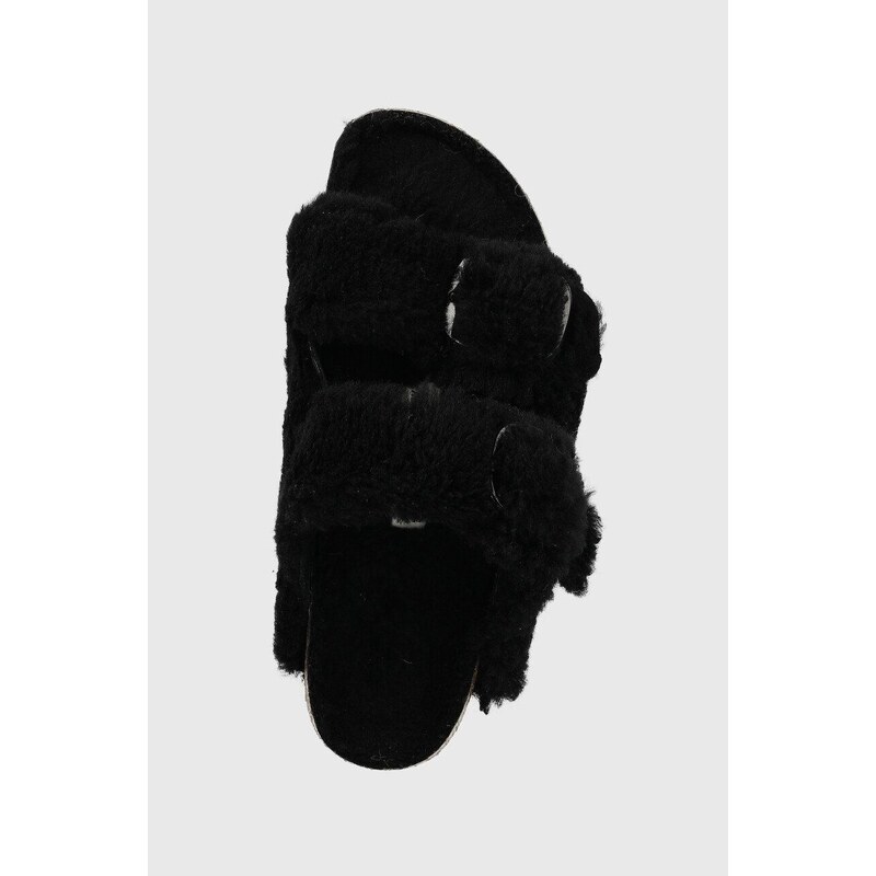 Vlněné pantofle Birkenstock Arizona Big Buckle Shearling černá barva, 1023105