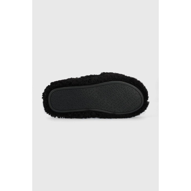 Pantofle Tommy Hilfiger Sherpa Fur Home Slippers Straps, černá barva