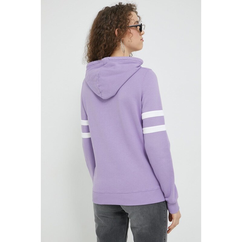Mikina Hollister Co. dámská, fialová barva, s kapucí, s aplikací