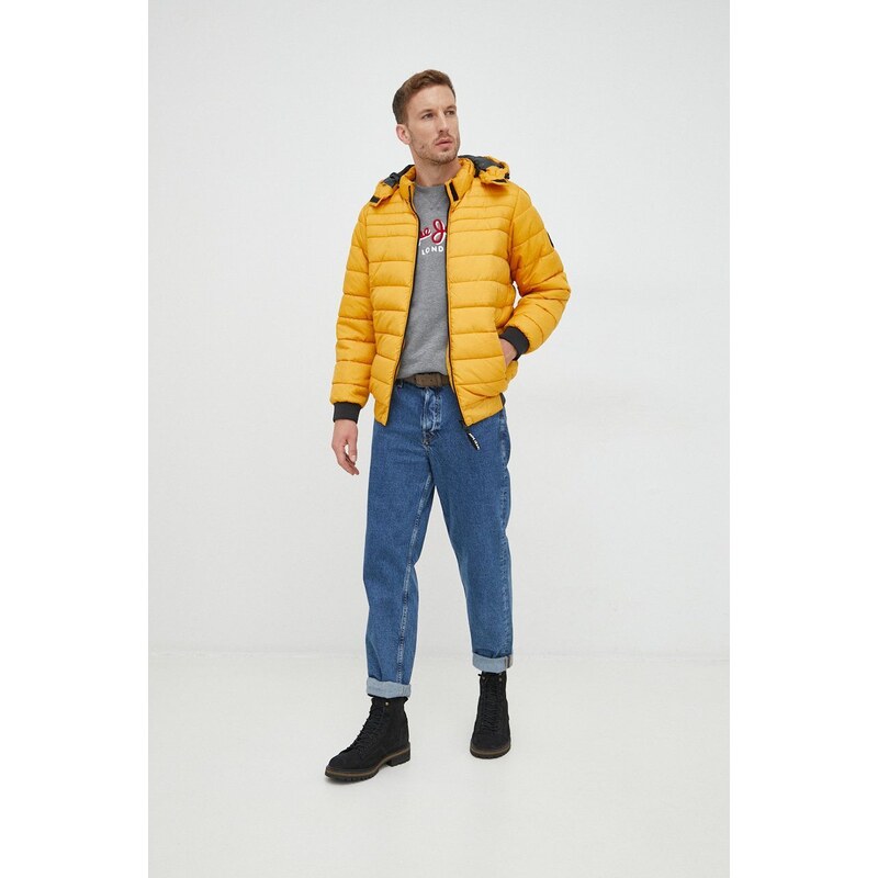 Bunda Pepe Jeans pánská, žlutá barva, zimní