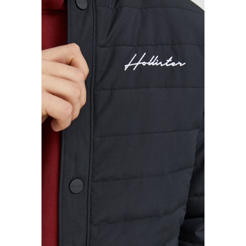 Bomber bunda Hollister Co. černá barva, přechodná