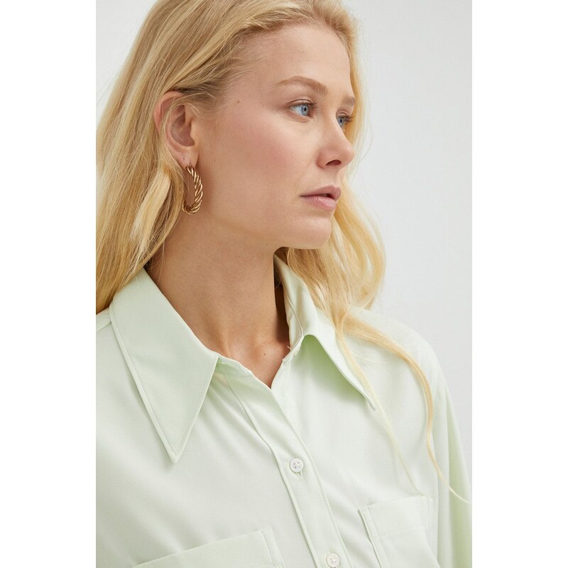 Košile Levi's dámská, zelená barva, regular, s klasickým límcem