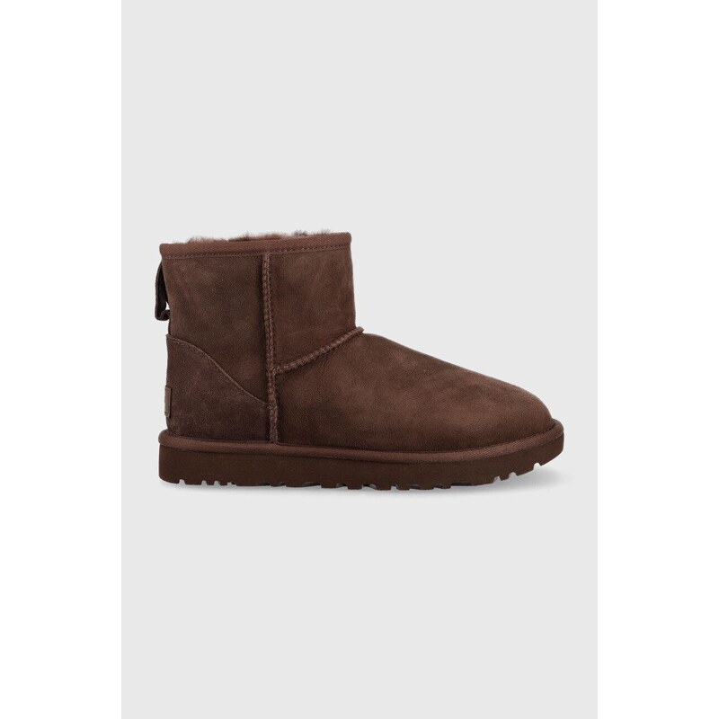 Semišové sněhule UGG W Classic Mini II hnědá barva