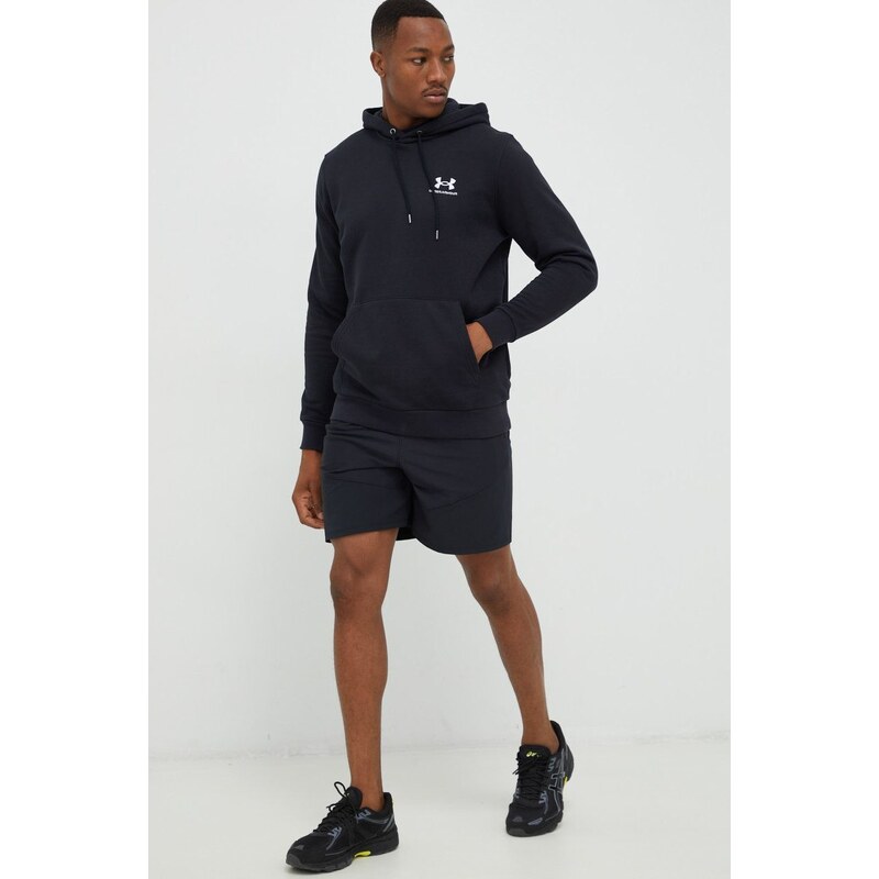 Mikina Under Armour pánská, černá barva, s kapucí, s aplikací, 1373880