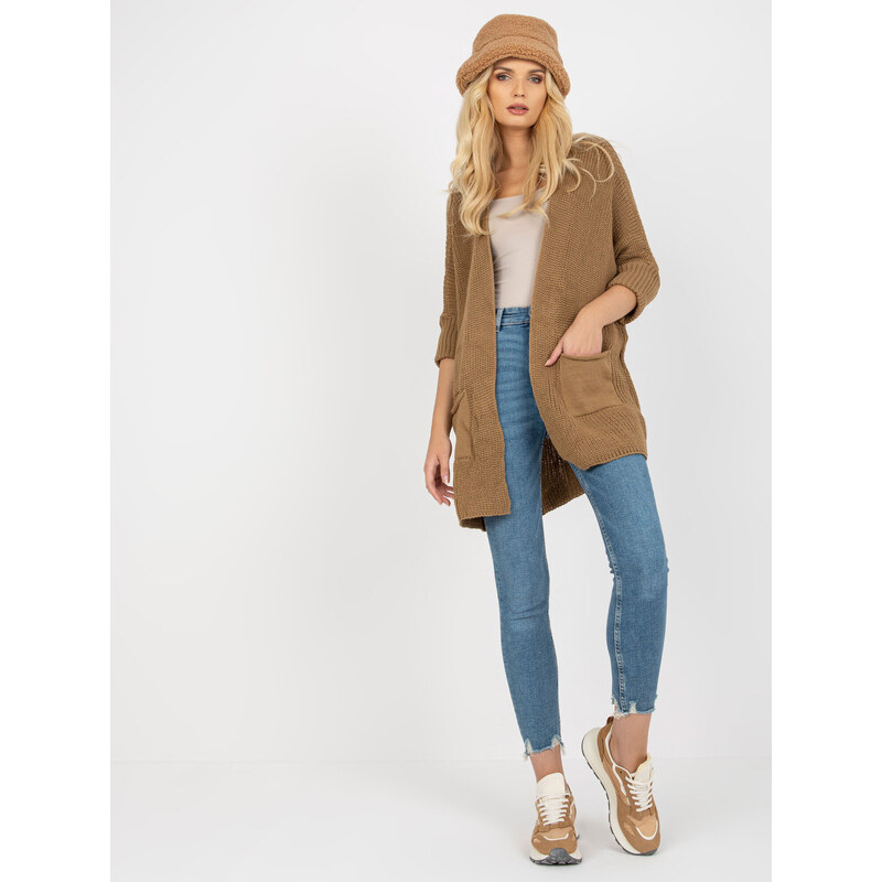 RUE PARIS Cardigan-LO-SW-LK-3002.98P-dark beige