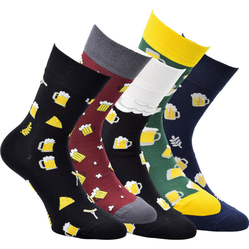 Pánské bavlněné pivní Crazy ponožky OXSOX mix barev 39-42