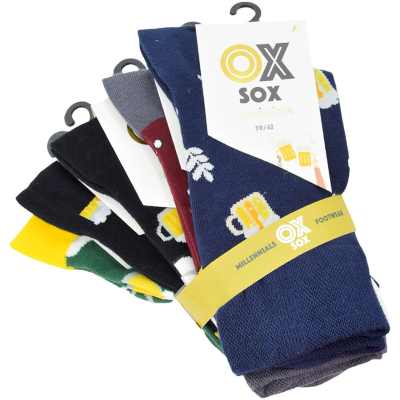 Pánské bavlněné pivní Crazy ponožky OXSOX mix barev 39-42