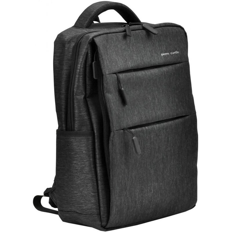 Barebag Pierre Cardin Elegantní tmavě šedý pánský batoh s kapsou pro notebook, USB