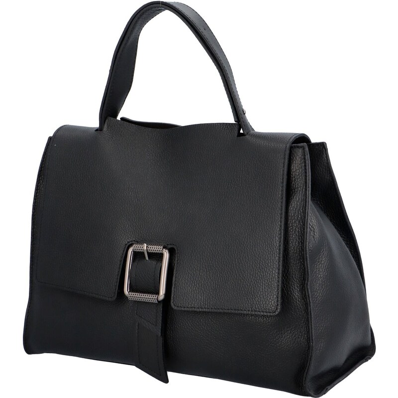 Delami Vera Pelle Luxusní dámská kožená kabelka do ruky Alejo, černá