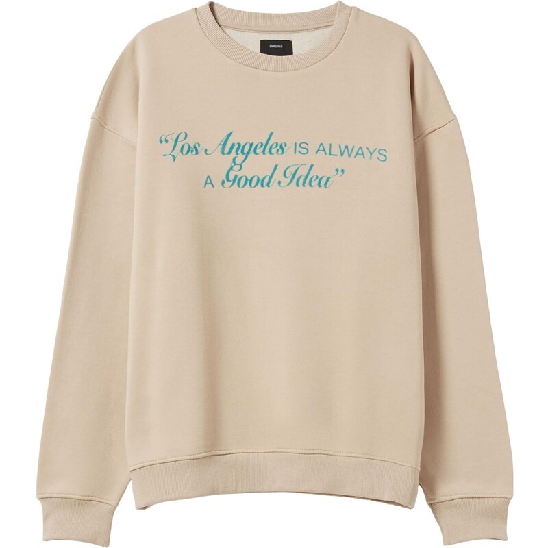 Bershka Mikina béžová / modrá