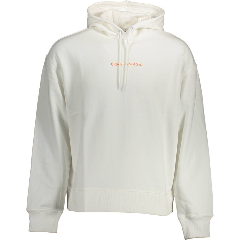 Bílá mMikina Calvin Klein s kapucí