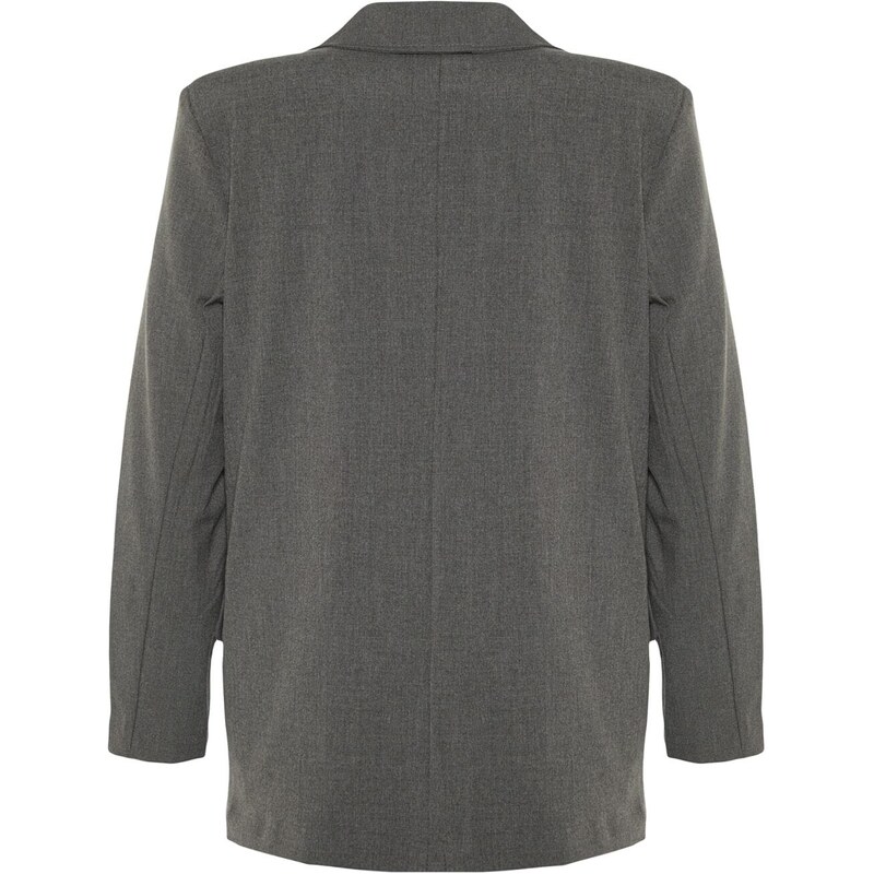 Trendyol Gray Woven Lined Blazer with Buckle Detail