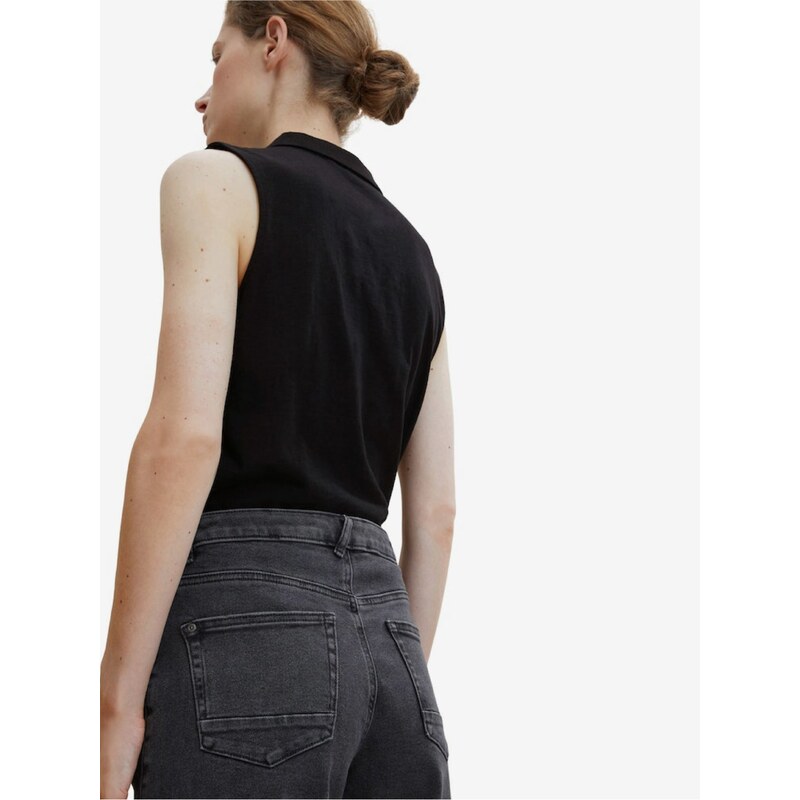 Tmavě šedé dámské zkrácené straight fit džíny Tom Tailor - Dámské