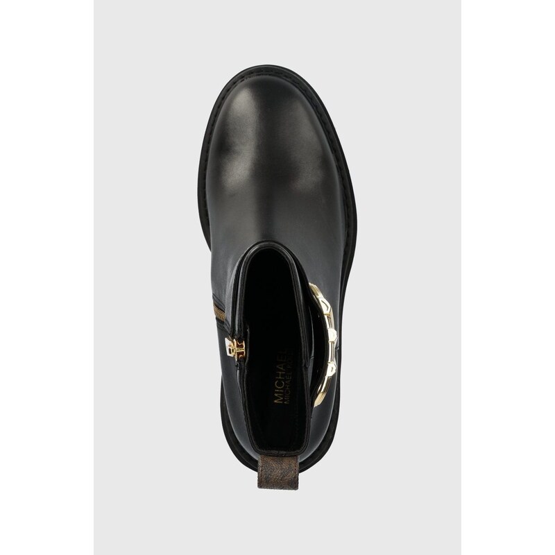 Kožené kotníkové boty MICHAEL Michael Kors Parker dámské, černá barva, na podpatku