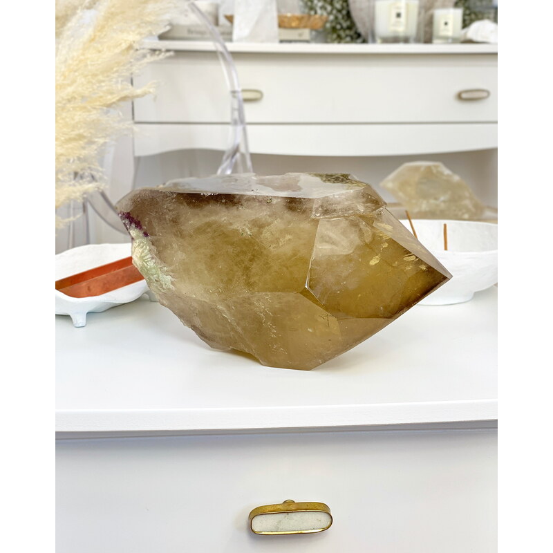 Gaia Crystal Luxusní citrínový krystal s rubelitem Brazílie 4,7kg