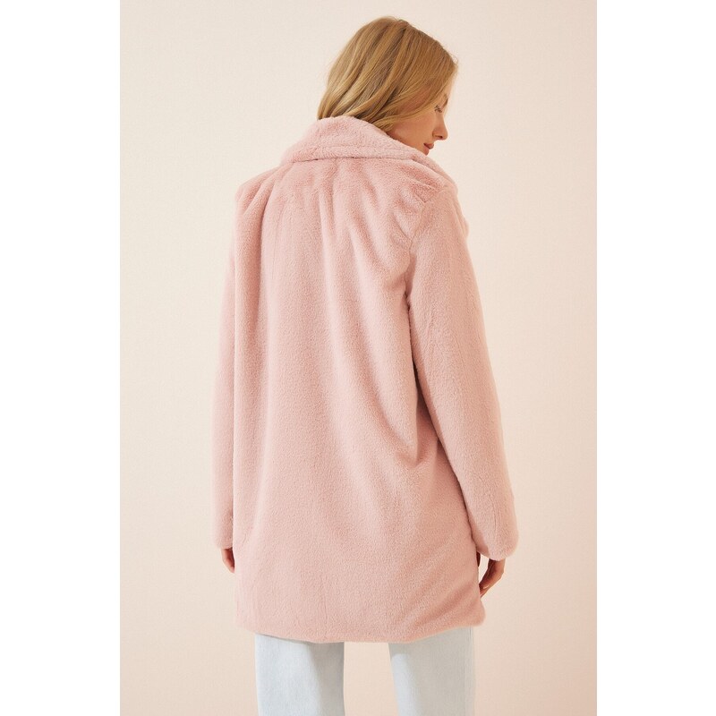 Happiness İstanbul Women's Pink Faux Fur Coat