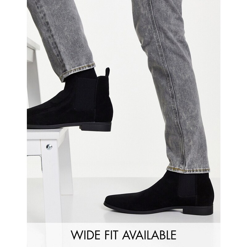 ASOS DESIGN chelsea boots in black faux suede