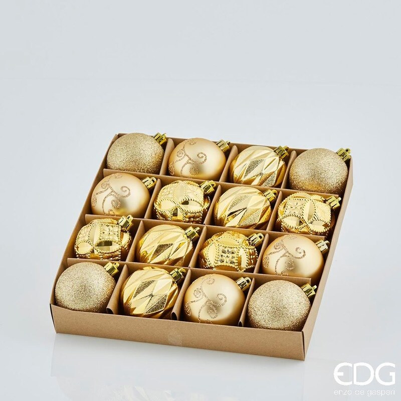 EDG Sada plastových zlatých ozdob 16ks, 6 cm