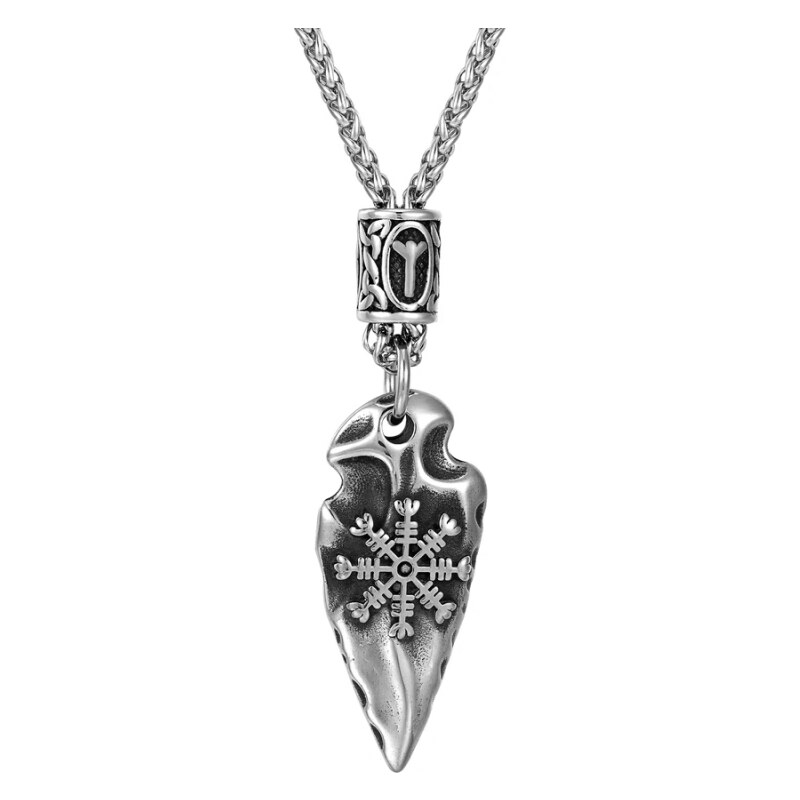 Daniel Dawson Pánský náhrdelník Ódinovo kopí - GUNGNIR - symbol VEGVISIR, runa